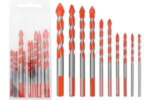 10 Pack 1/8 inch to 1/2 inch Masonry Drill Bit Set for Tile, Concrete, Brick, Ceramic, Cement Size :1/8 inch,5/32 inch,3/16 i