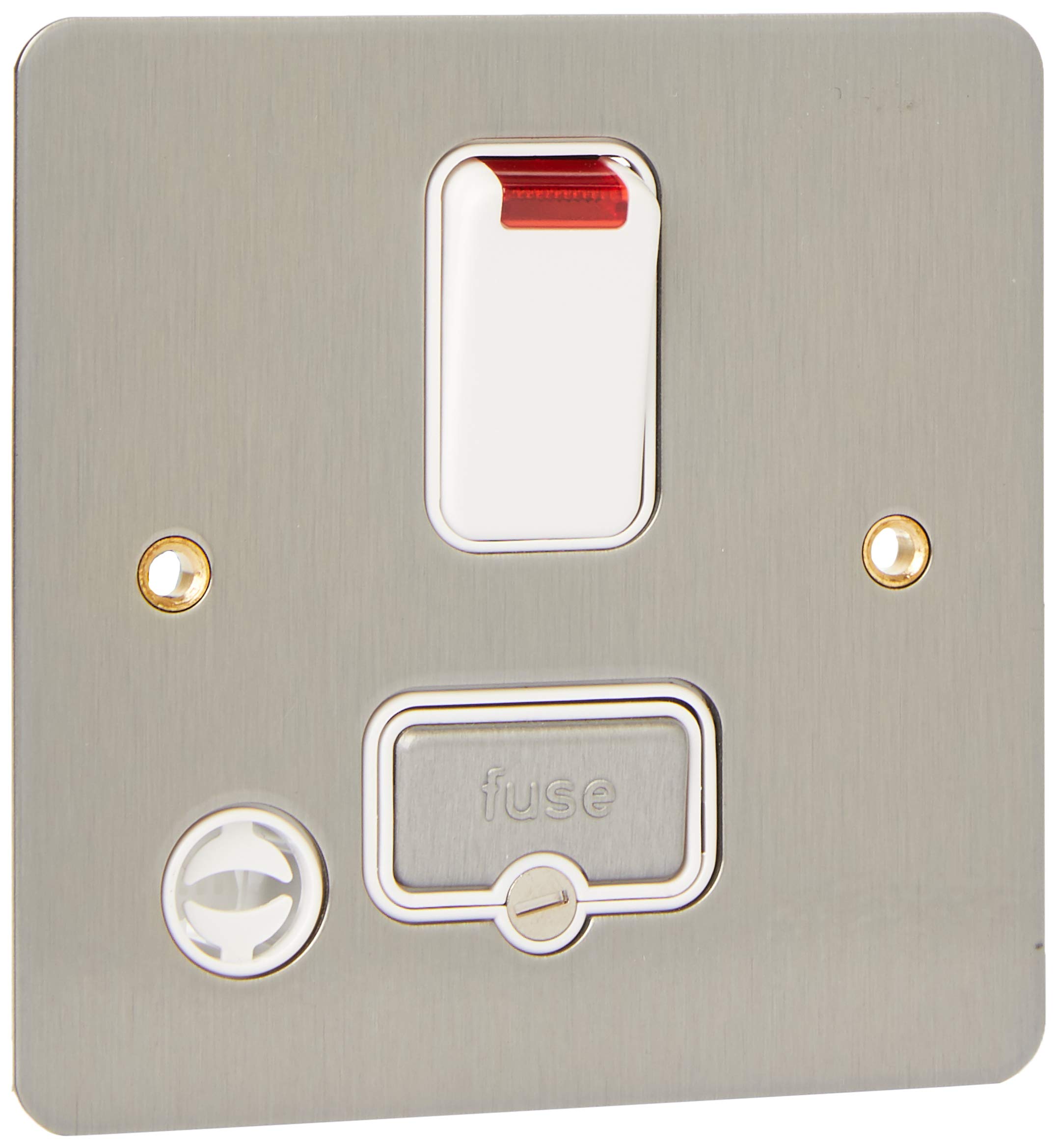 MK Edge K14971BRCW 13A Double Pole Switched Connection Unit with Neon/Flex Outlet - Brushed Chrome