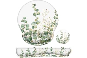 iLeadon Mouse Pad with Wrist Rest Set, Ergonomic Mouse Pad with Wrist Support, Easy Typing & Pain Relief, Keyboard Wrist Rest and Mouse Pad Set with Non-Slip Base for Computer Home, Eucalyptus