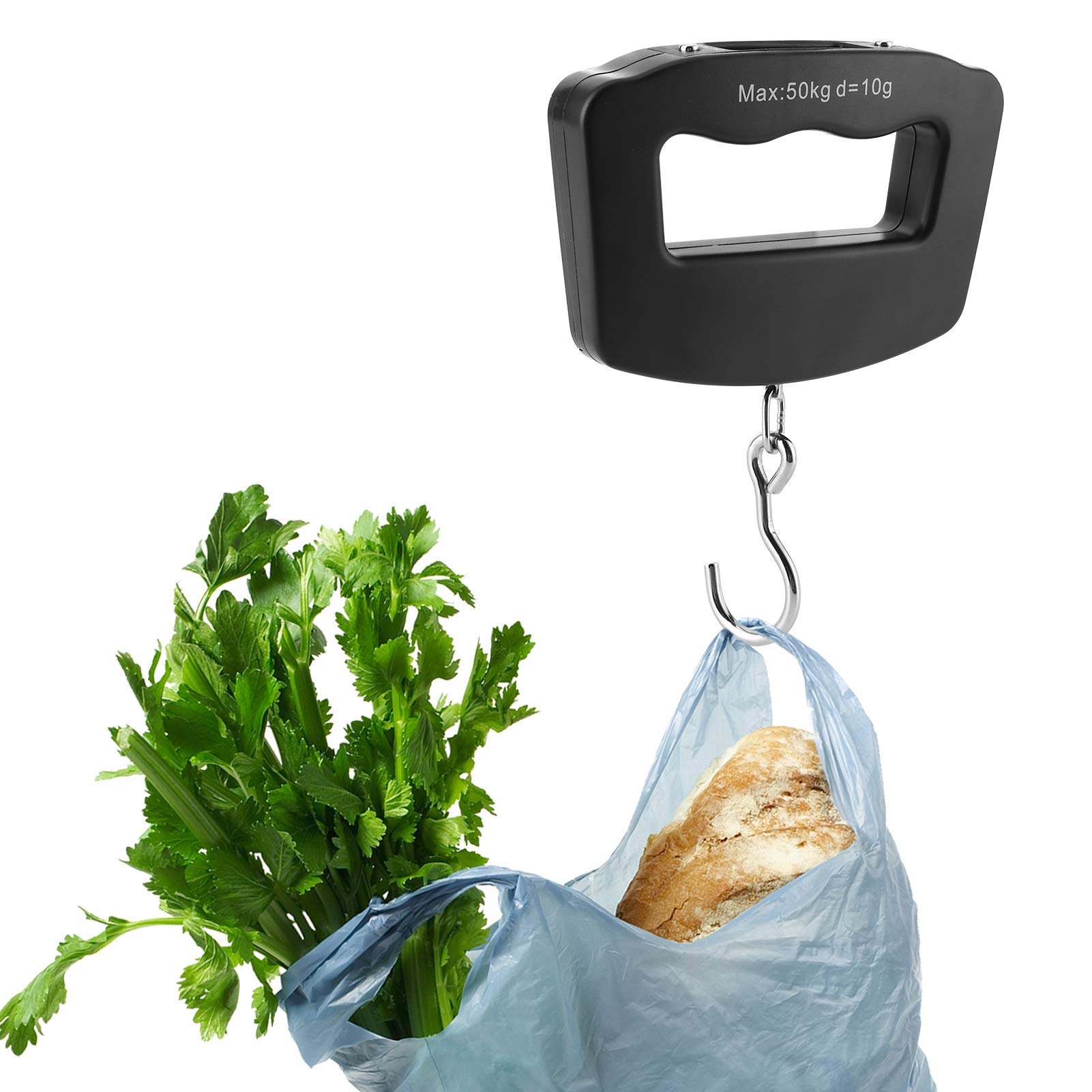 Portable Luggage Scale, Hanging Scale Portable Electronic Weighing Convenient Suitcase Luggage Balance 50KG/10KG ABS Black