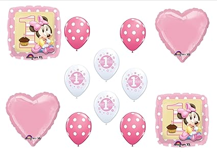 Amazon Com Baby Minnie Mouse Birthday 1st First Party Balloons