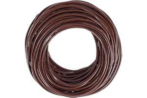 CALFOVERA 10.94 Yards 2mm Round Genuine Leather Cord Strap for Jewelry Making Cowhide Leather String Lace Cording Rope Braiding Strip Thread for Crafting Necklace Bracelets Wraps Beading(Brown)