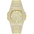 FANMIS Unisex Luxury Crystal Diamond Watch Fashion Analog Watch Stainless Steel Band Mens Womens Iced-Out Bracelet Watch