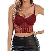 Avidlove Corset Tops for Women V Neck Bustier Lingerie Adjustable Strap Crop Top with Underwire