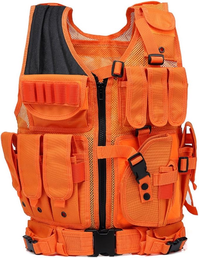 GNNFIC Bright Orange Hunting Vest Miliary Tactical Molle Airsoft Vest