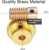 sourcing map Brass Worm Gear Set 0.5 Module 40:1 Reduction 5mm Hole Dia Gear view 4