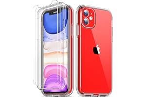 COOLQO for iPhone 11 Case Non-Yellowing Screen Protector + Camera Protection Dual-Layer Military Grade 17 FT Drop Shockproof Protection Phone Cover Clear