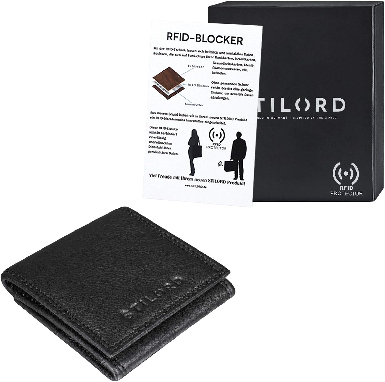STILORD "Cody" Coin Purse Leather with Banknote Compartment for Men Women Leather Change Wallet Small Money Pouch in Genuine Leather Colour:Black - Image 4