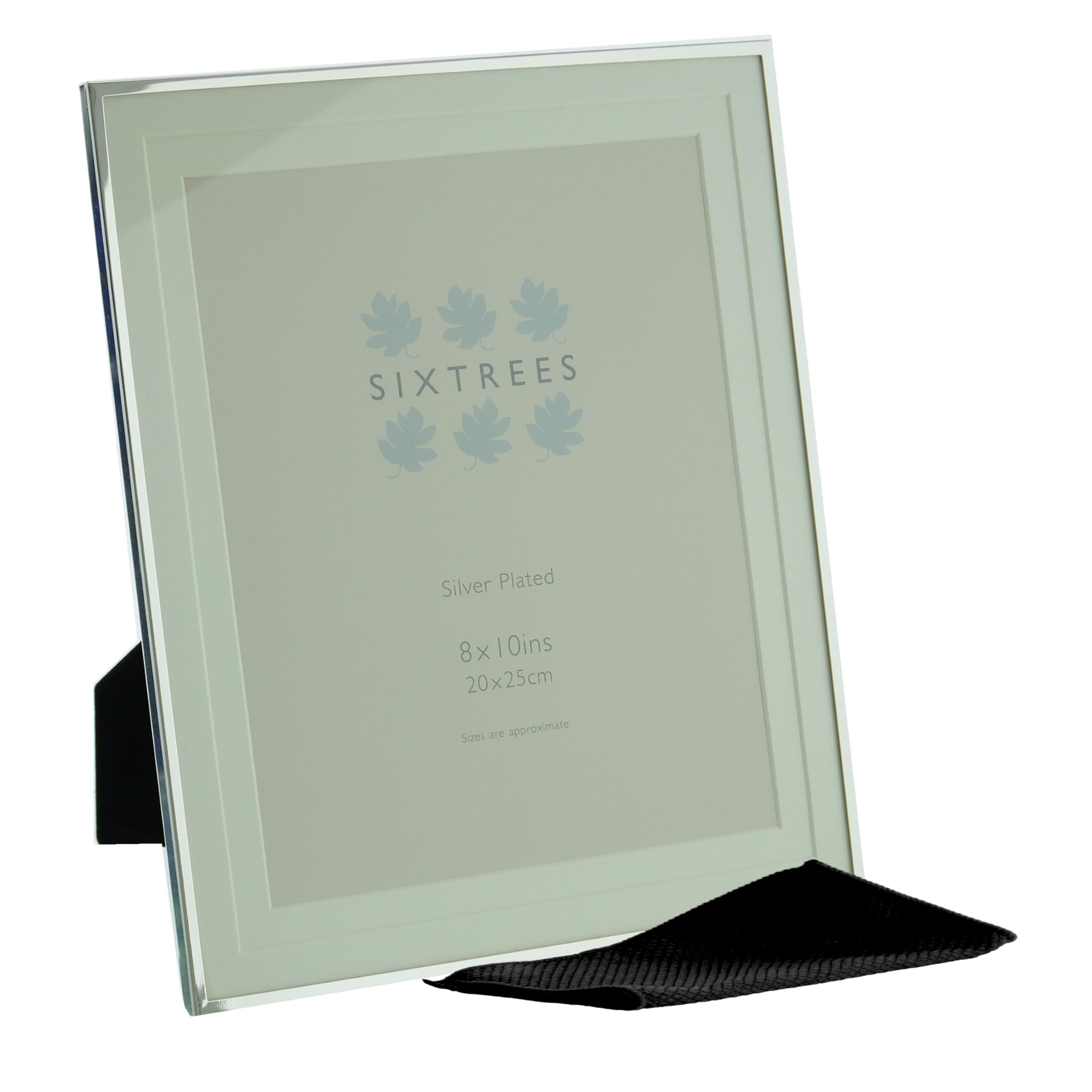 Sixtrees 265380(MIF) Park Lane Silver Plated 8 x 10 inch Photo Frame with Double Soft White Mount. Complete with microfibre polishing Cloth.