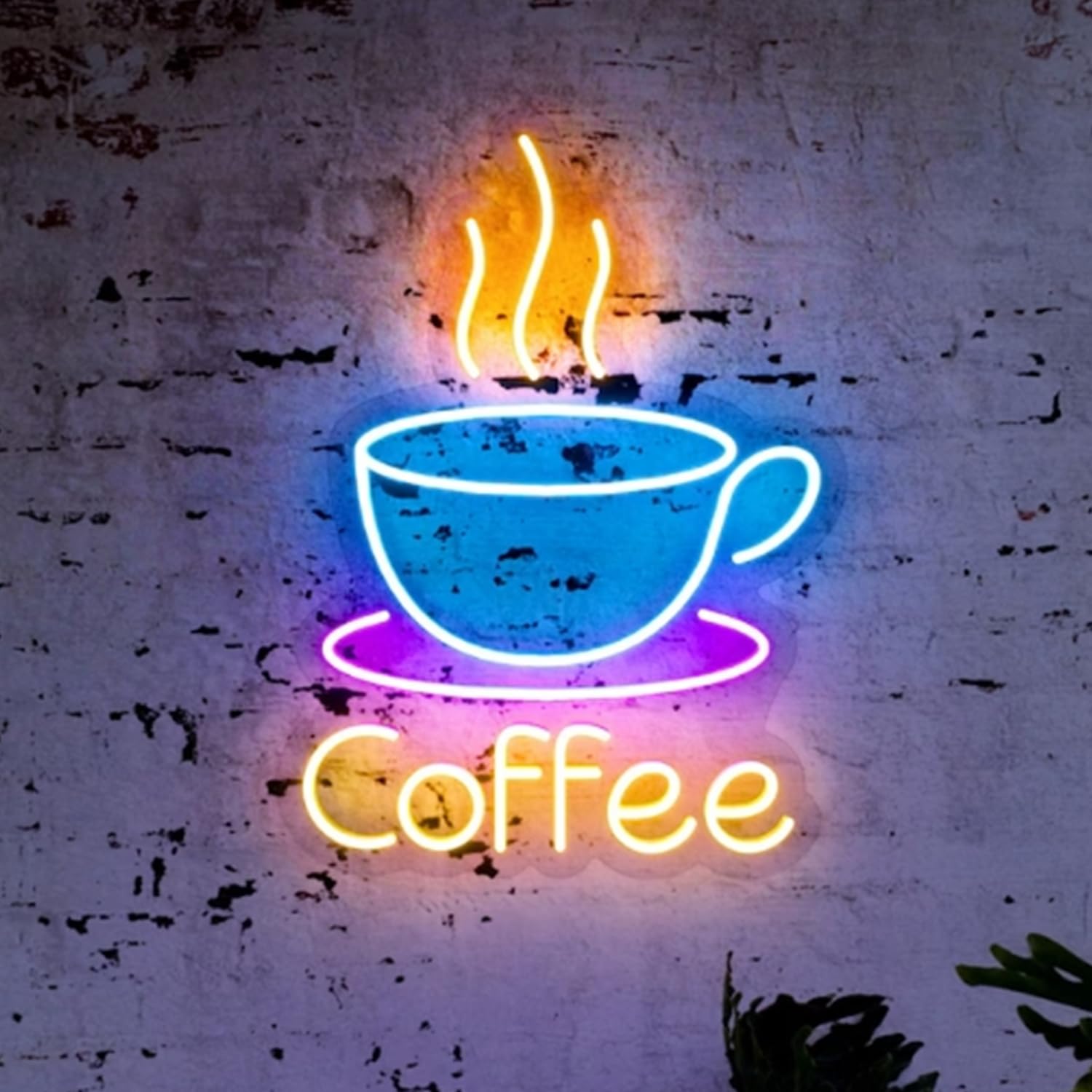 LED Coffee Cup Neon Sign Large 5V USB Powered Acrylic Neon Lights with Dimmable Switch and Hanging Chain for Coffee Cafe Bar Party Living Room Sign Gifts