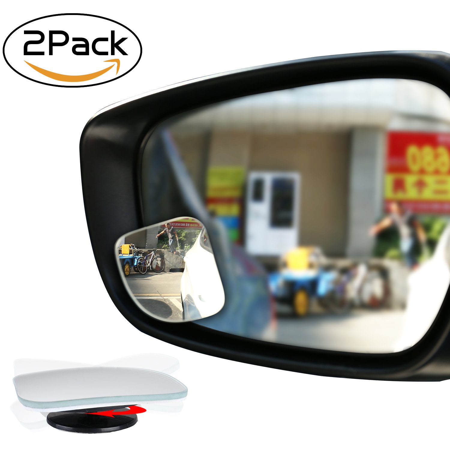 EMIUP FanShape Blind Spot Mirrors 360°Rotatable Frameless HD Convex