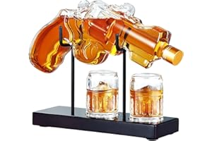 Birthday Gifts for Men Dad, Kollea Gun Whiskey Decanter Set-Revolver Decanter Limited Edition, Cool Anniversary Christmas Gift for Him Husband, Military Retirement Present, for Home Bar Drinking Party