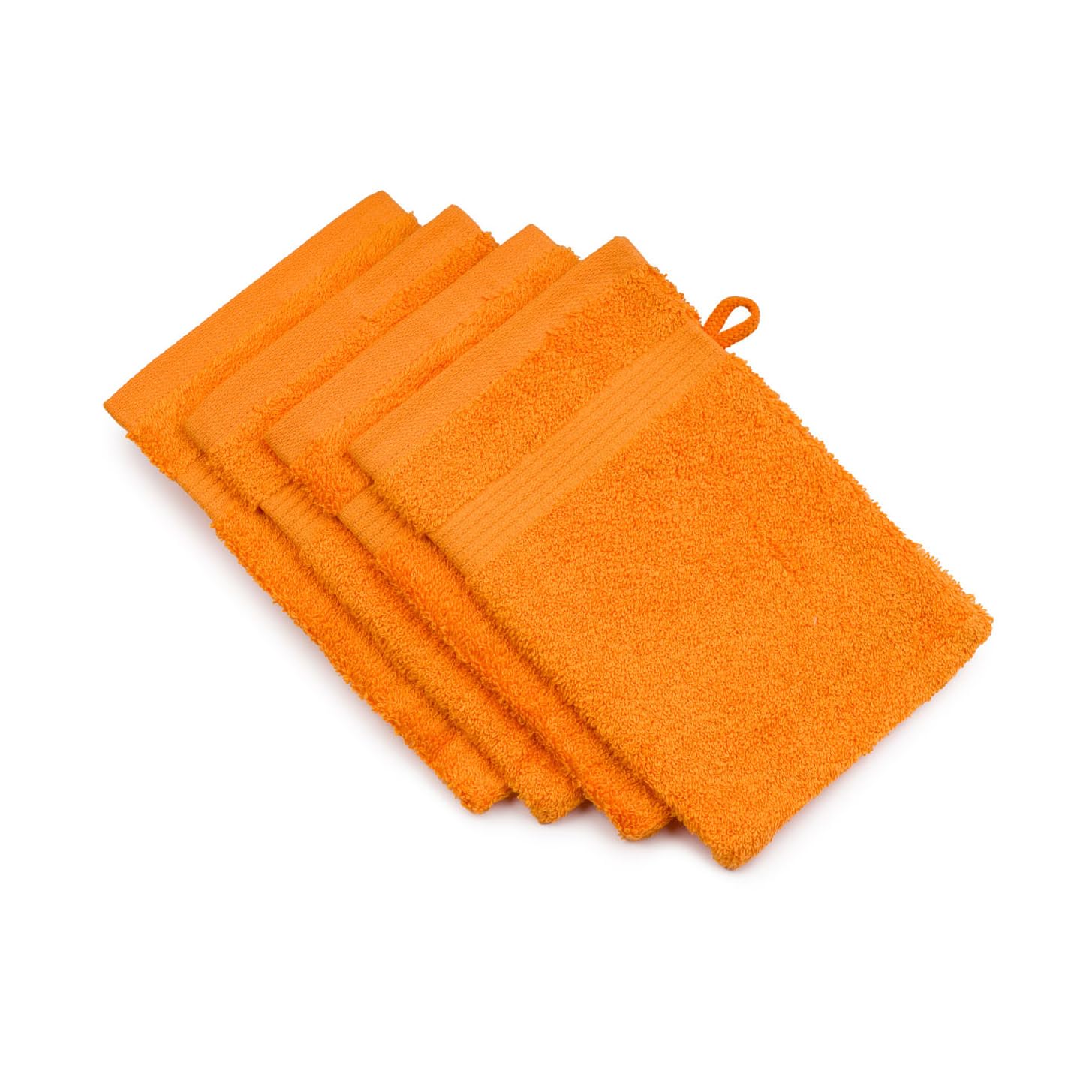 Gözze - New York Bath/Shower Glove/Mitt, Set of 4, Soft and Absorbent, 100% Cotton, 17 x 24 cm - Orange