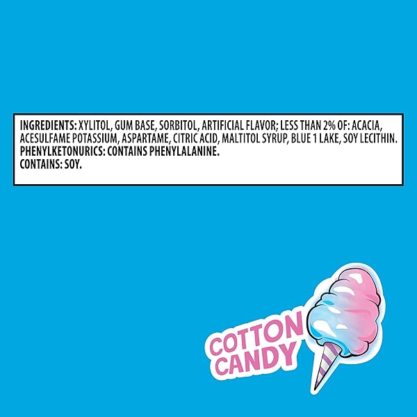 TRIDENT VIBES SUGAR-FREE CHEWING GUM, COTTON CANDY FLAVOR, EASTER BASKET ESSENTIALS STUFFERS FOR KIDS AND ADULTS, 40 PIECES