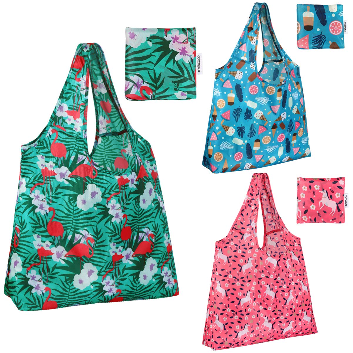 VALICLUD 3pcs Folding Shopping Bag Reusable Grocery Bags Eco-friendly Portable for Shopping Traveling