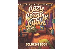 Cozy Country Cabin Coloring Book: Rustic Country Life Houses and Cottages Interior Design Coloring Pages for Adults Relaxation