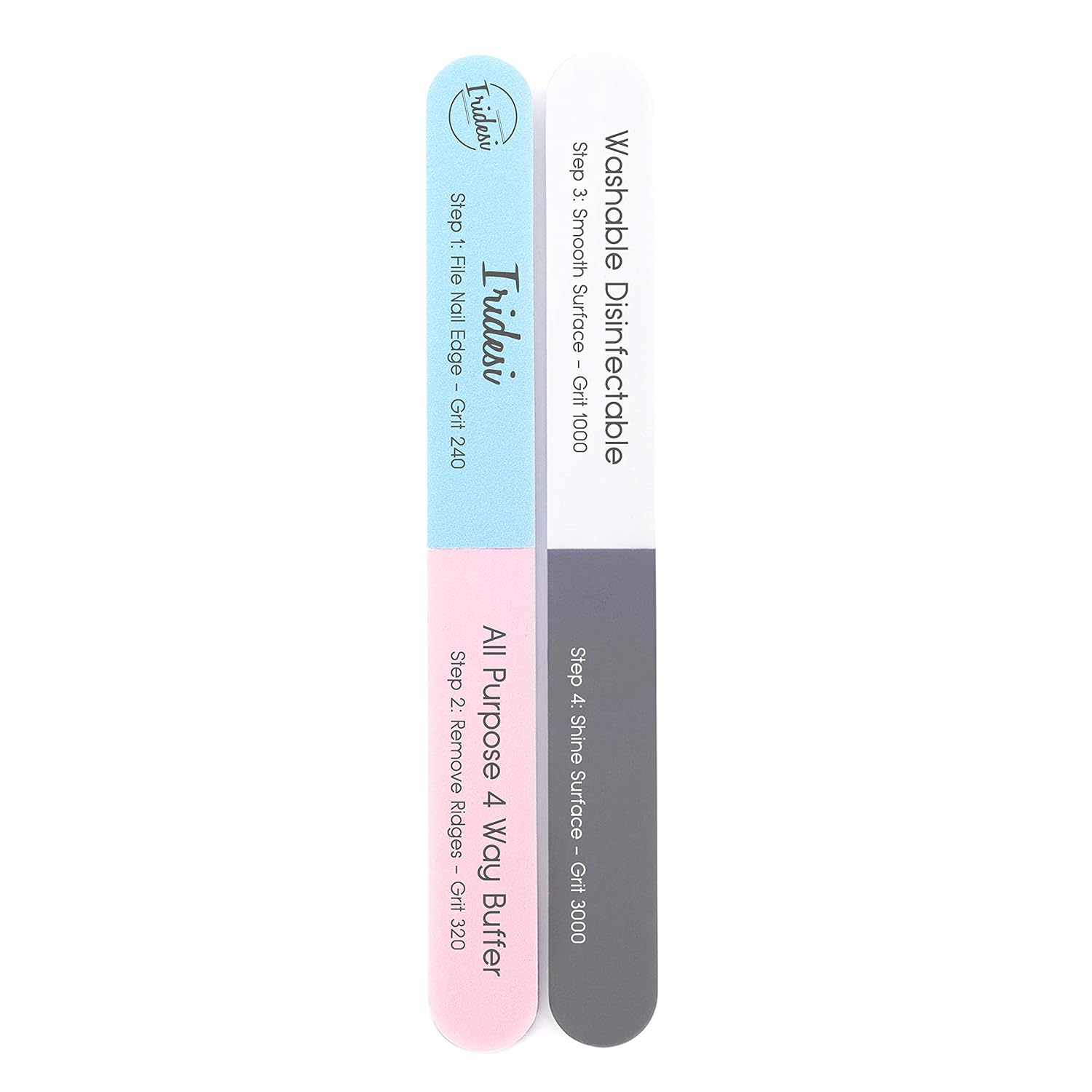 4 Way Nail File and Buffer, 7 Inches Long, All Purpose, Best For Natural Nails, Save Time and Money, 4 Fingernail Files in 1, Professional Care Manicure Tools By Iridesi, 12 Pack : Nail Files And Buffers : Beauty