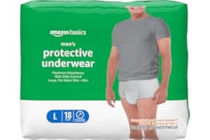 Amazon Basics Incontinence Underwear for Men, Maximum Absorbency, Large, 18 Count (1 Pack)