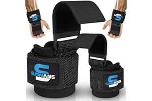 SAWANS Weight Lifting Hooks Heavy Duty Weight Lifting Straps Hand Grip Support Pull ups Deadlift Straps Padded Workout Gym Gloves Powerlifting Fitness Strength Training for Men and Women (Black)