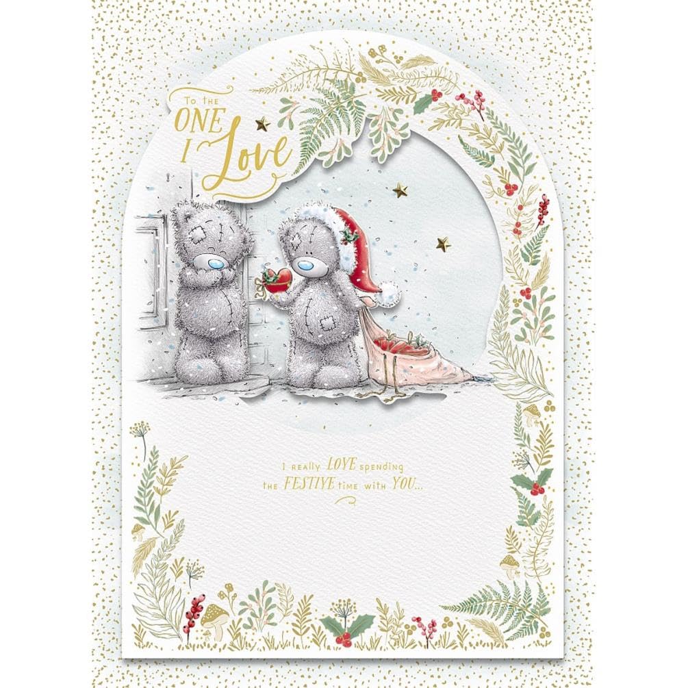 Me To You Tatty Teddy Luxury Handmade Boxed Christmas Card To The One I Love, 5 Illustrated Pages Inside 12x7ins - Official Collection