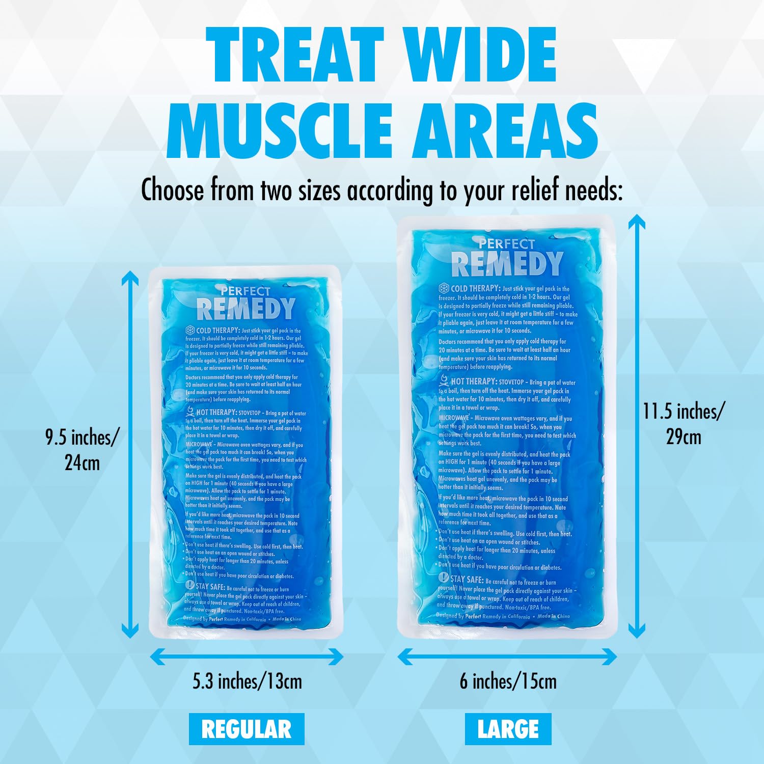 Perfect Remedy 2-Pack Gel Ice Packs for Injuries Reusable, Hot & Cold Pack That’s Durable, Soft & Flexible, Fast Relief & Recovery (Blue, Reg 2PK)
