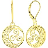 YL 925 Sterling Silver Celtic Knot Earrings Triskele Dangle Drop Earrings Moon Leverback Jewelry for Women