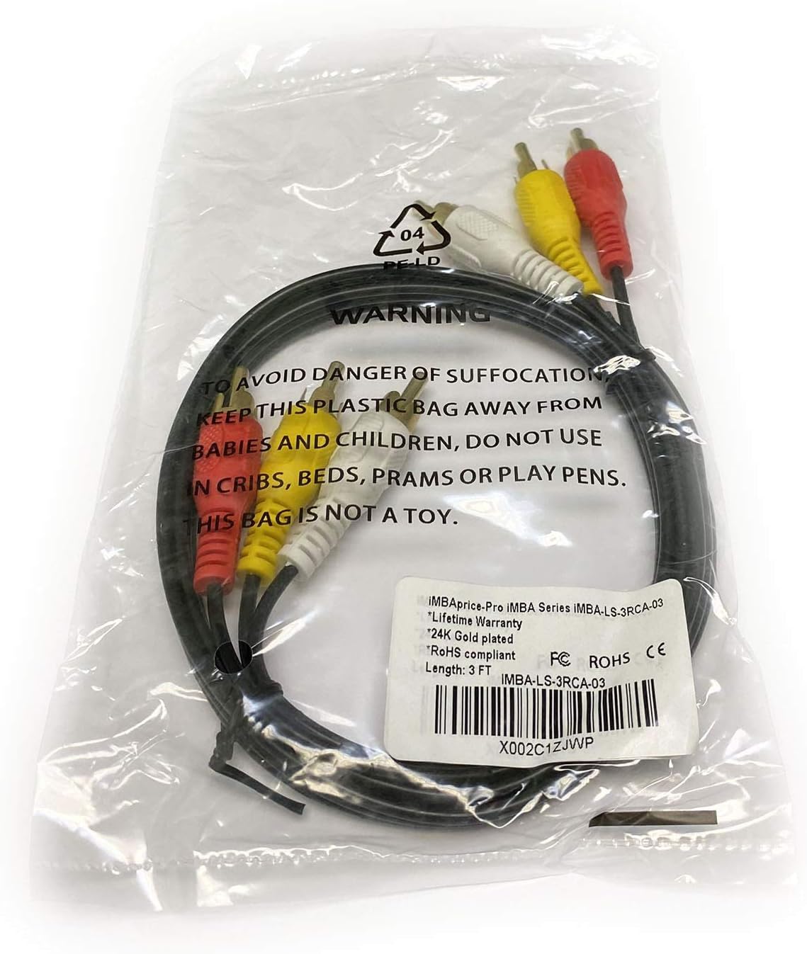 3FT RCA M/Mx3 Audio/Video Cable Gold Plated - Audio Video RCA Stereo Cable 3ft: Electronics