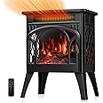 R.W.FLAME Electric Fireplace Heater 17" with Remote Control, Cathedral Stylish, Different Flame Effects and Log Set Colors, Adjustable Brightness and Heating Mode, Overheating Safe Design