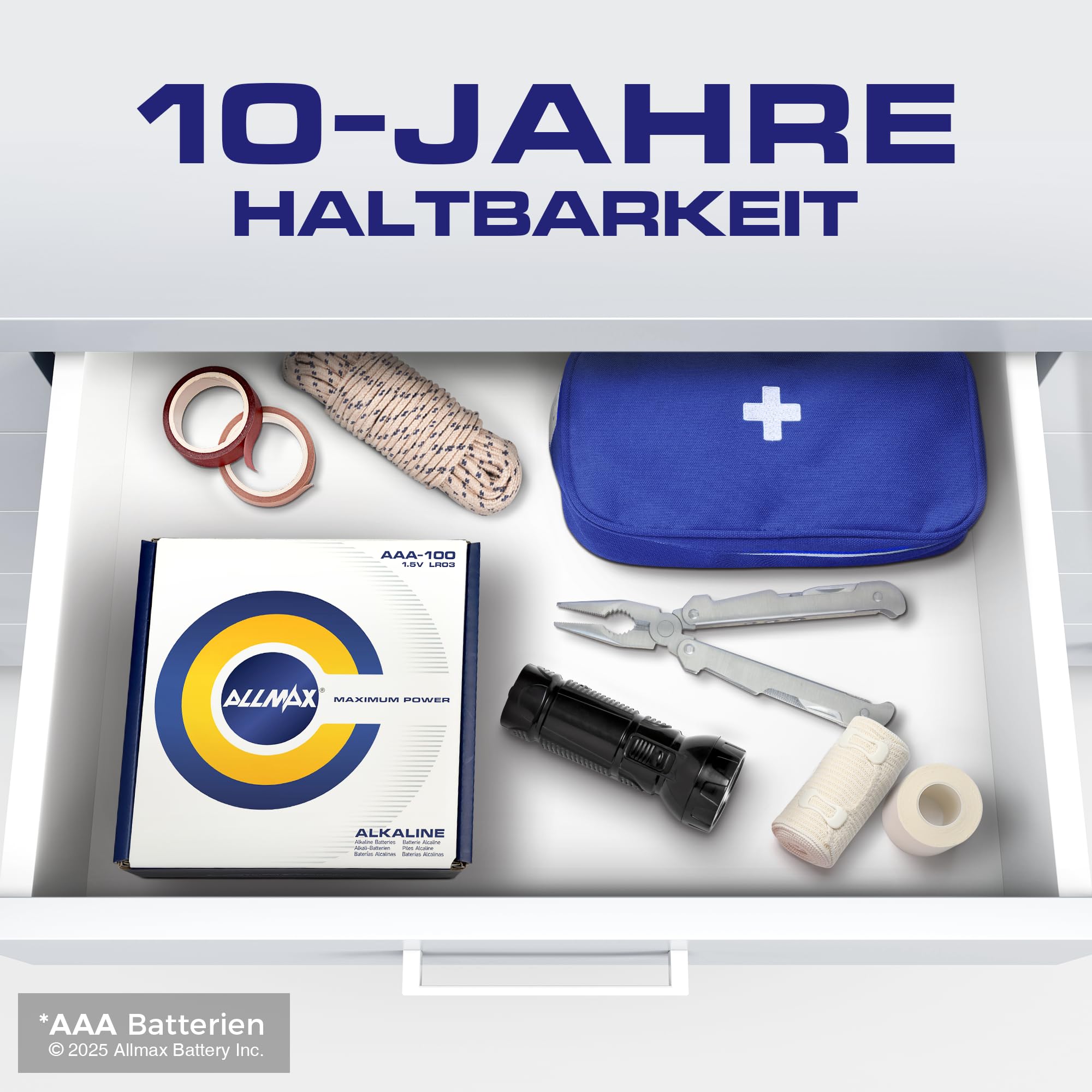 Allmax AAA Micro (LR03) Maximum Power Alkaline Batterien (100 Stück) – Ultra-Langlebigkeit, auslaufsicheres Design, 10 Jahre Haltbarkeit, maximale Leistung (1,5 V) 5