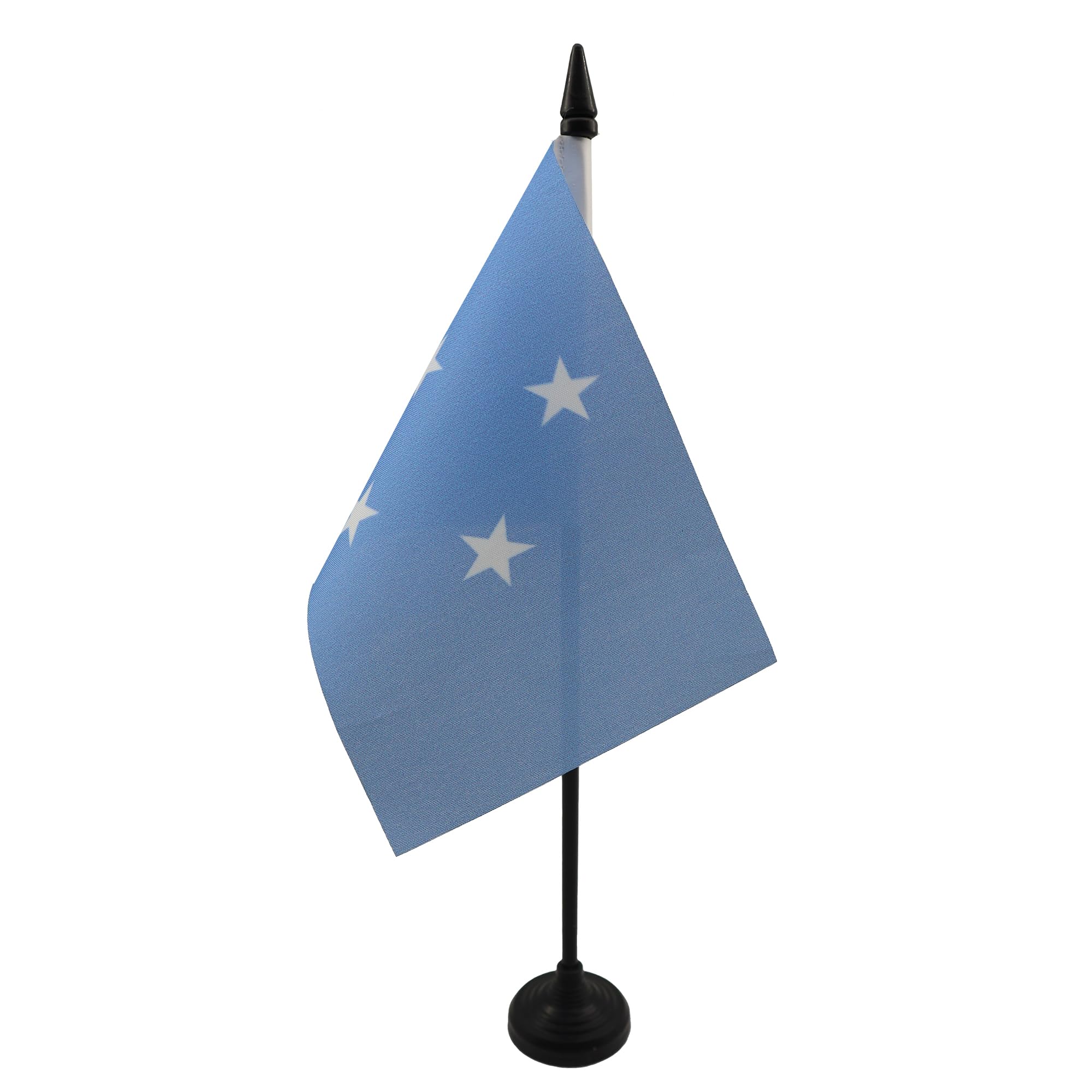 AZ FLAG - Micronesia Table Flag 4'' x 6'' - Micronesian Office Mini Banner 100% Polyester 15 x 10 cm - Mini Desk Flag with 10'' Pole and Black Plastic Base — image 1