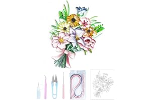 Uniquilling Quilling Kit Paper Quilling Kits for Adults, 16 * 20in Flower with Paper Quilling Tools& Using Manual, DIY Kits for Adults Paper Filigree Painting Kits Wall Art Decor, LZHL2024YZ205