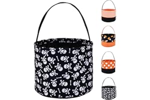 PEACELOVER Halloween Candy Basket for Kids, Trick or Treat Bucket Boo Spooky Small Baskets for Girls/Boys Gift Baskets (Skull)