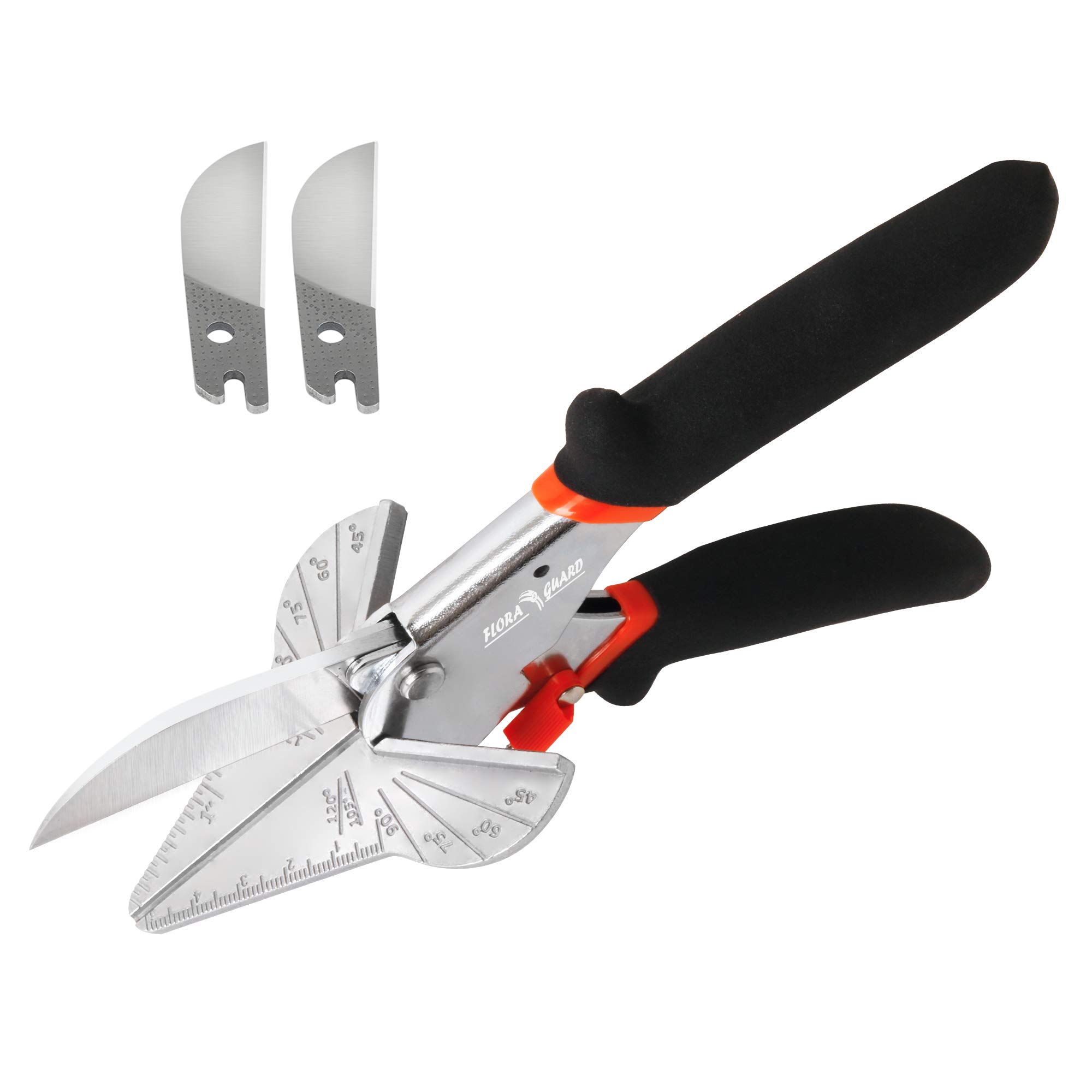 FLORA GUARD Miter Shears, Multi Angle Trim Cutter, Gasket Shear for Cutting Soft Wood, Plastic, PVC and More, Including 2 Spare Blades (JDJ-3)