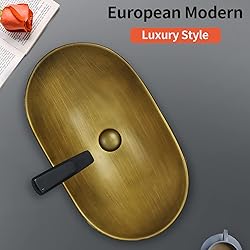 Davivy 24.5'' X 13.8'' Gold Oval Vessel Sink with