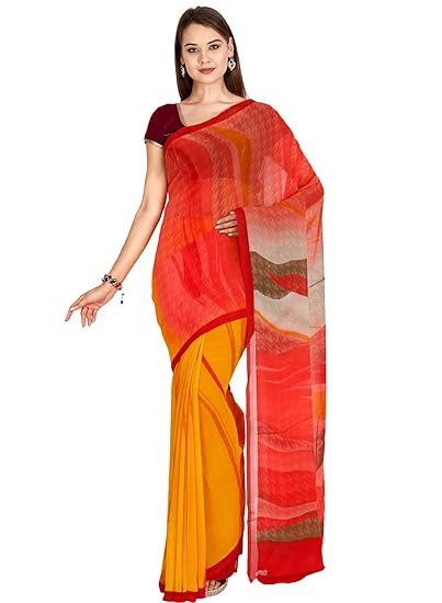 Faux Georgette Saree - Multicolor - (CCMYSY7034)