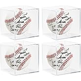 4 Pack Acrylic Baseball Display Case - UV Protected Baseball Holder for Display, Display Case for Autographed, Tennis, Golf, Billiard Balls, Memorabilia