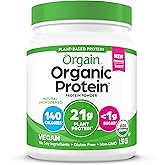 Orgain Organic Vegan Protein Powder, Natural Unsweetened - 21g of Plant Protein, 4g Prebiotic Fiber, Low Net Carbs, No Lactose Ingredients, No Added Sugar, Non-GMO, For Shakes & Smoothies, 1.59 lb