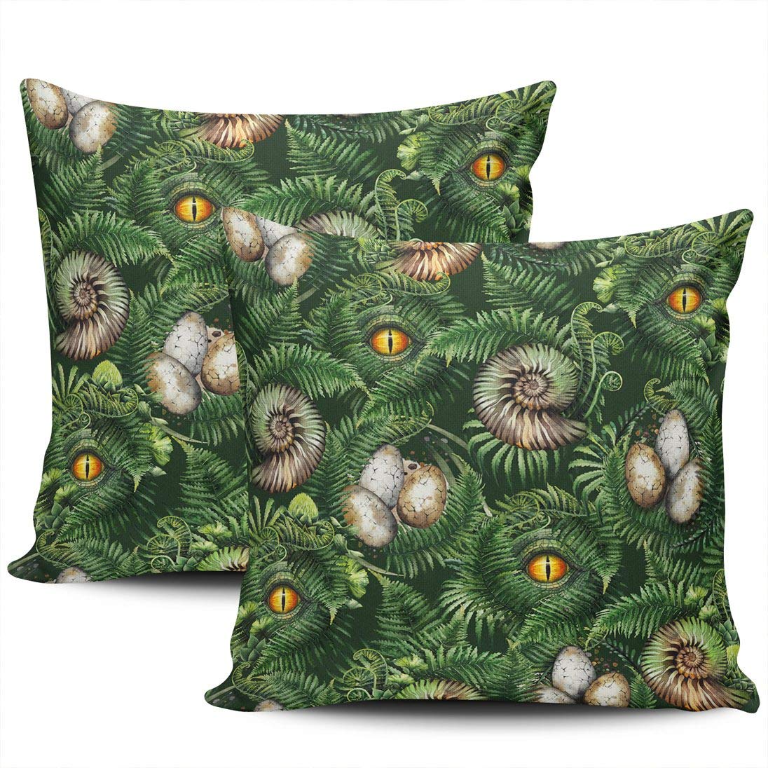 LEKAIHUAI Home Decoration Throw Pillow Cases Covers Dinosaur Body Parts Fossils and Plants Pillowcases Square Two Sides Print 24x24 Inches Set of 2