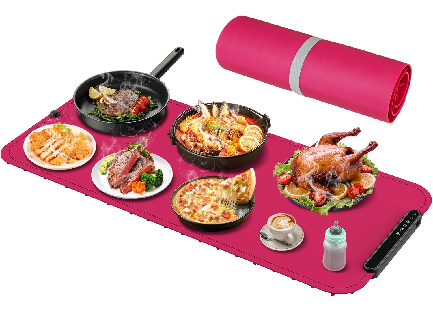 Photo 1 of Warming Mat for Food - Electric Warming Tray, XXL(36"x16") Food Warmer Mat with Fast Full Surface Heating, Silicone Heating Mat for Party Buffet, Great Gift for Women, Hosts (Rose Pink)