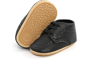 Casazoe Infant Baby Boys Girls Oxford Shoes PU Leather Wedding Loafers Brogue Toddler Baptism Dress Shoes First Steps Walking Flat Lazy Crib Shoe