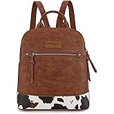 Montana West Wrangler Backpack Purse for Women Medium Ladies' Bookbag Travel Work Daypacks Bags Cow Print Purses