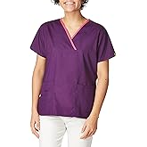 WonderWink Women's Charlie 5 Pocket Y-Neck Wrap Top, Eggplant, 4X-Large