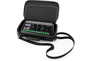 CASEMATIX Mixer Case Compatible With Behringer P16 Stage Mixer and P16-HQ Powerplay In Ear Accessories, Cables and Power Adapters, Fits Mixers up to 12.0” x 6.0” x 2.5” With Shoulder Strap