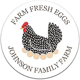 Personalized Egg Carton Labels - Custom Farm Fresh Egg Carton Stickers - Made in USA (40-5000 Labels) (Homestead Hen)