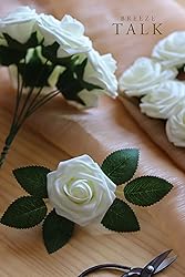 Breeze Talk Artificial Flowers Ivory Roses 50pcs