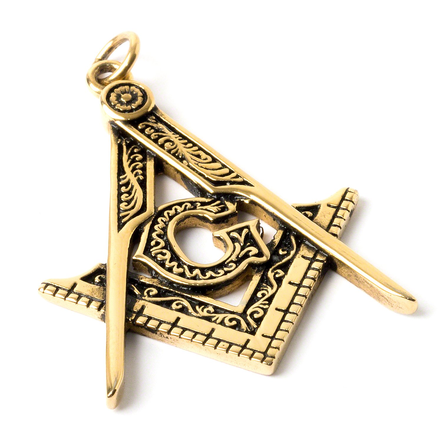 THE MASONIC COLLECTION - Ladies Antique Gold Pendant With 'G' Symbol - Square & Compass - Comes in Velvet Pouch - A Useful Gift Accessory for Freemason Men