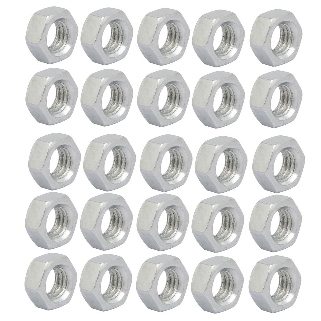 Sourcingmap 25pcs M5 x 0.8mm Pitch Metric Thread Carbon Steel Zinc Plated Left Hand Hex Nuts