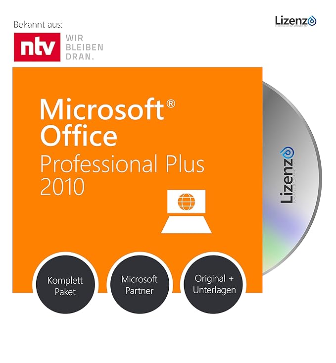 Microsoft® Office 2010 PRO (Professional Plus) DVD mit original Lizenz. Lizenza® Plus Pack. Alle Sprachen 32 & 64bit