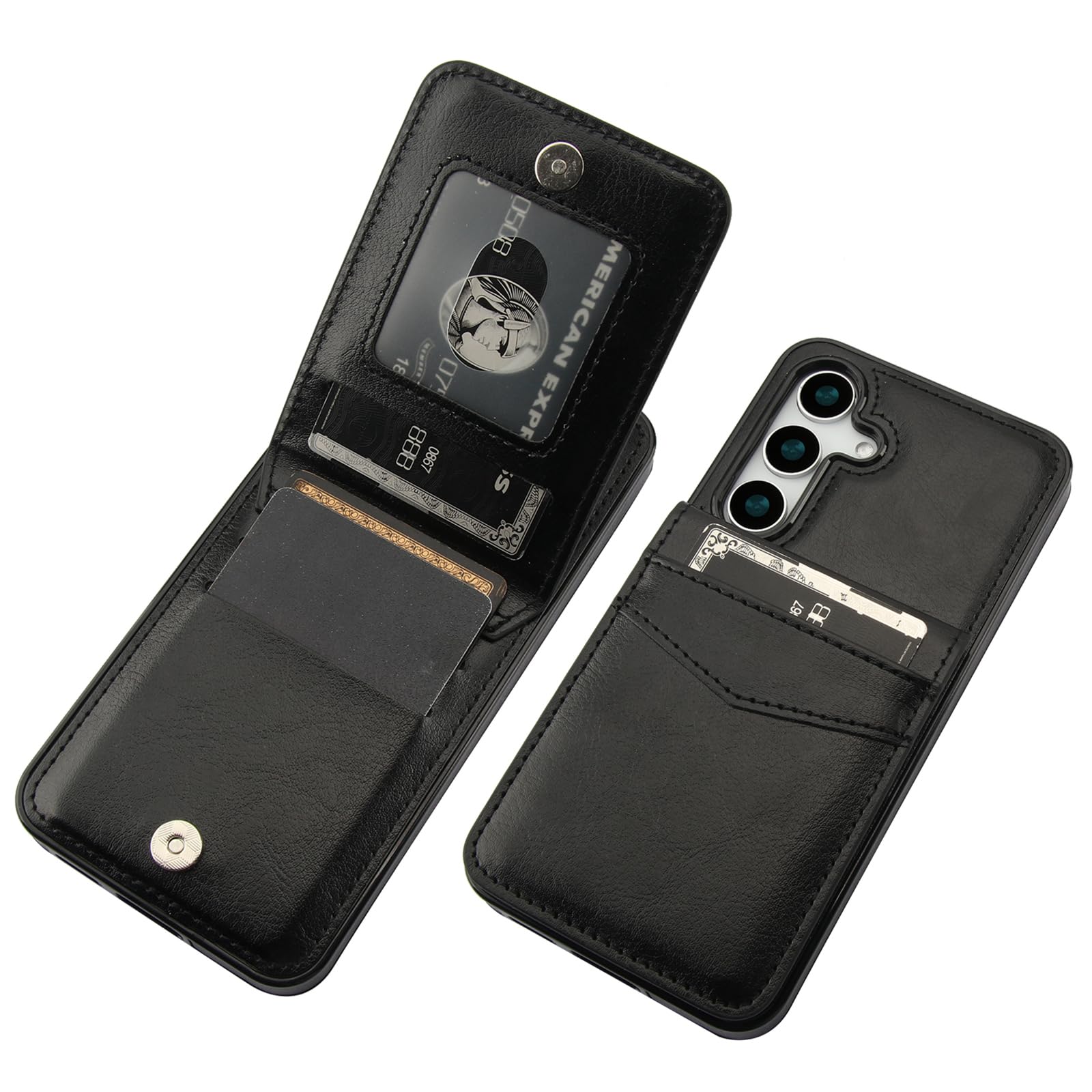 Photo 1 of KIHUWEY for Samsung Galaxy S25 Case Wallet with Credit Card Holder, Flip Premium Leather Magnetic Clasp Kickstand Heavy Duty Protective Cover for Samsung Galaxy S25 6.2" (Black)