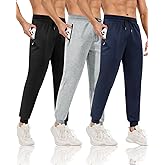 ATTIQOZI 3-4 Pack Men's Athletic Joggers Sweatpants with Zipper Pockets Athletic Pants for Men Running,Workout, Soccer